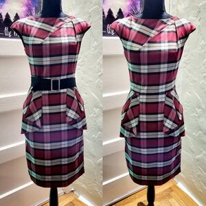 Vintage Retro Style Plaid Pencil Dress